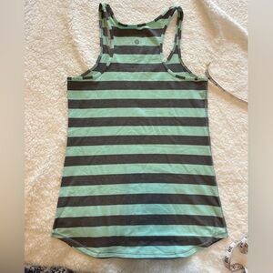 Lululemon Athletica Mint and Charcoal Striped Tank Top